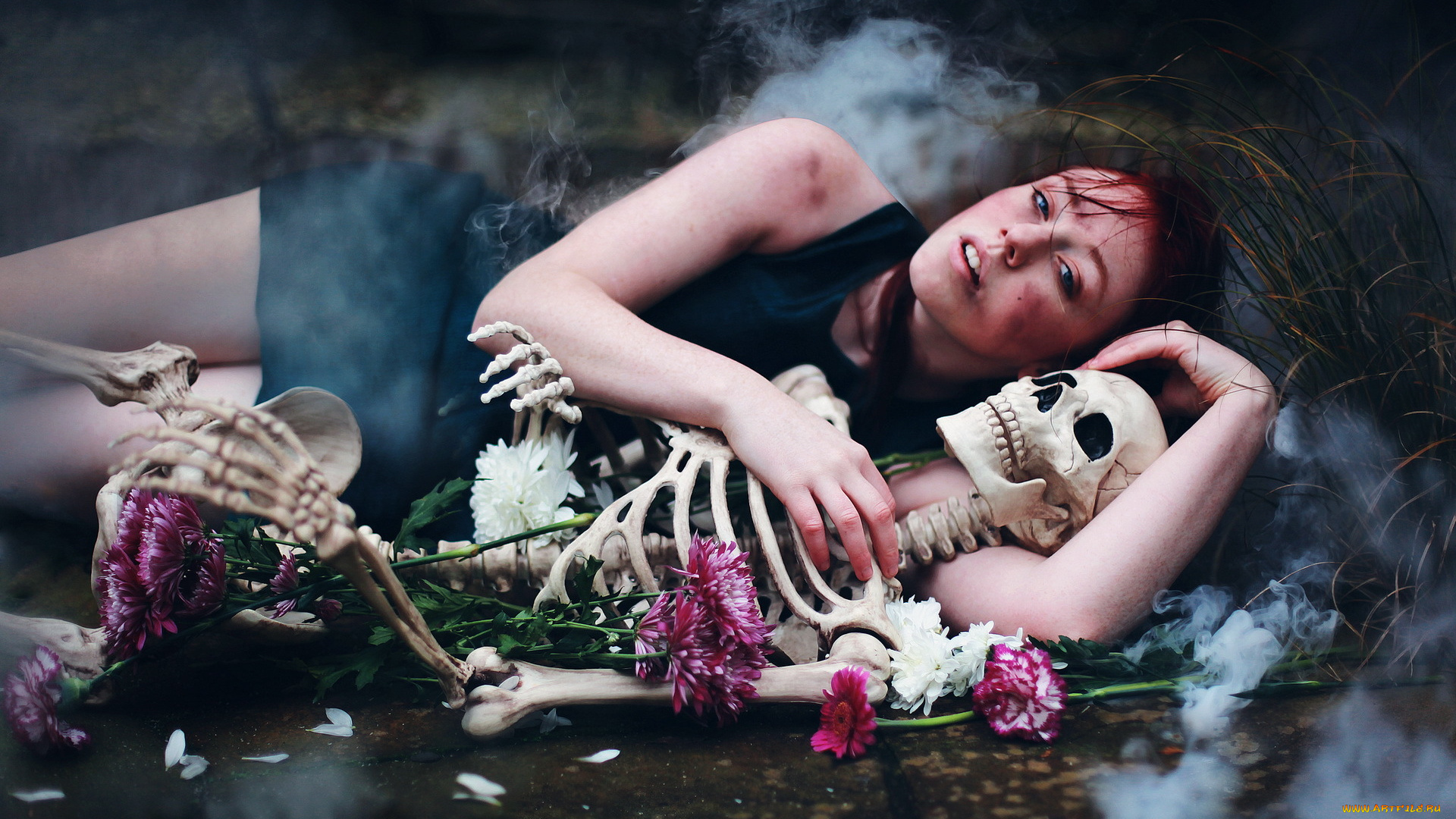 -Unsort, Креатив, девушки, unsort, креатив, скелет, цветы