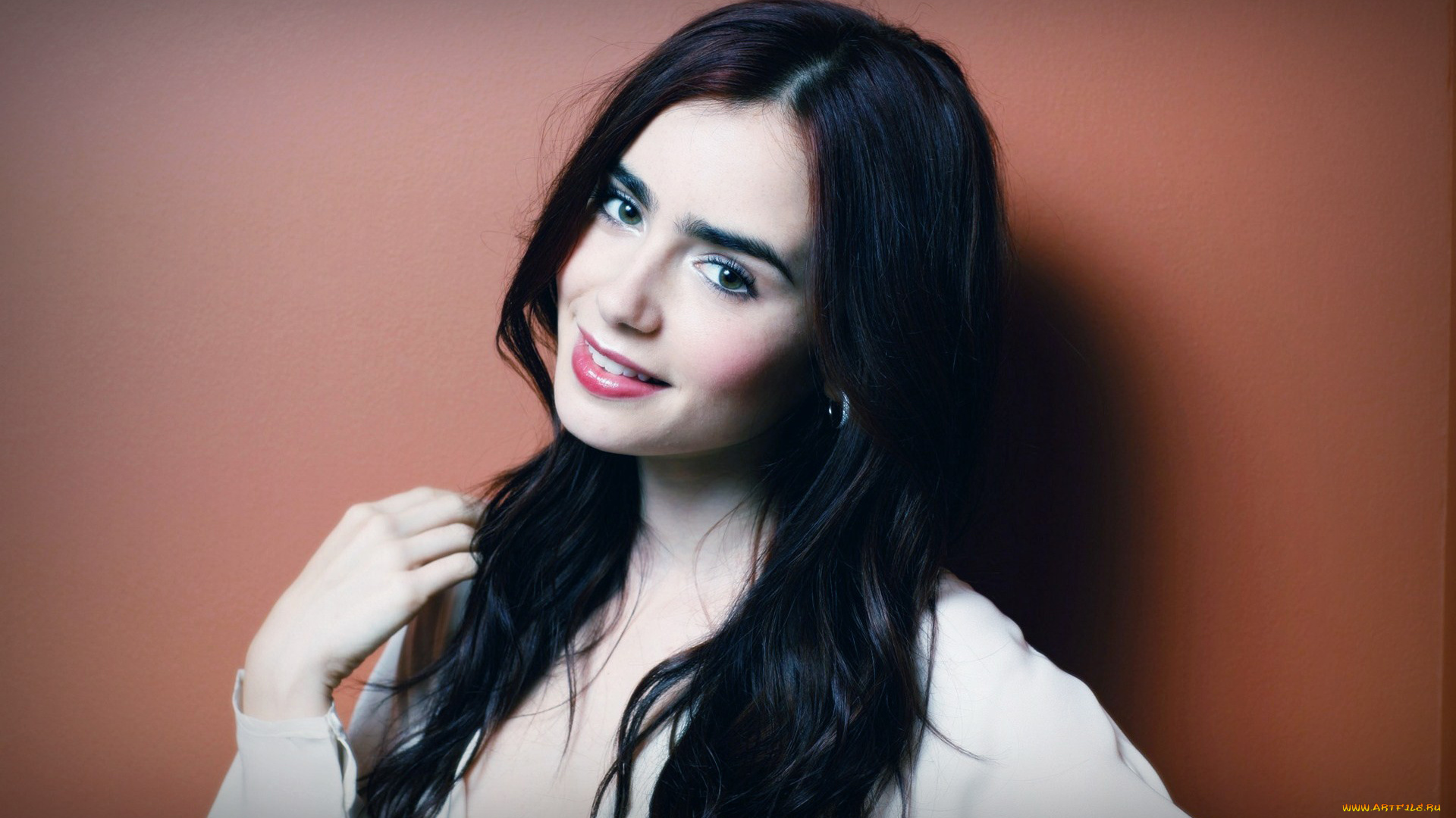 Lily, Collins, девушки, , , улыбка