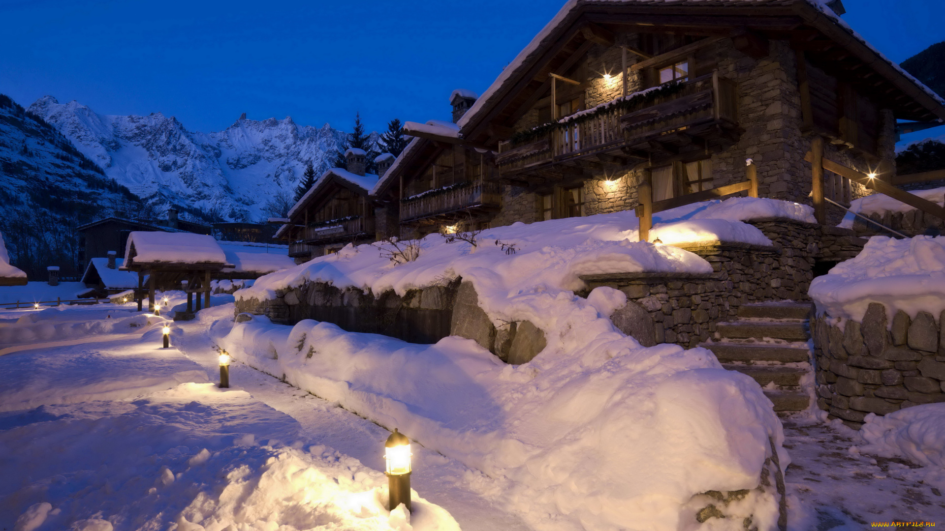 курмайор, courmayeur, италия, города, здания, дома, курорт, снег