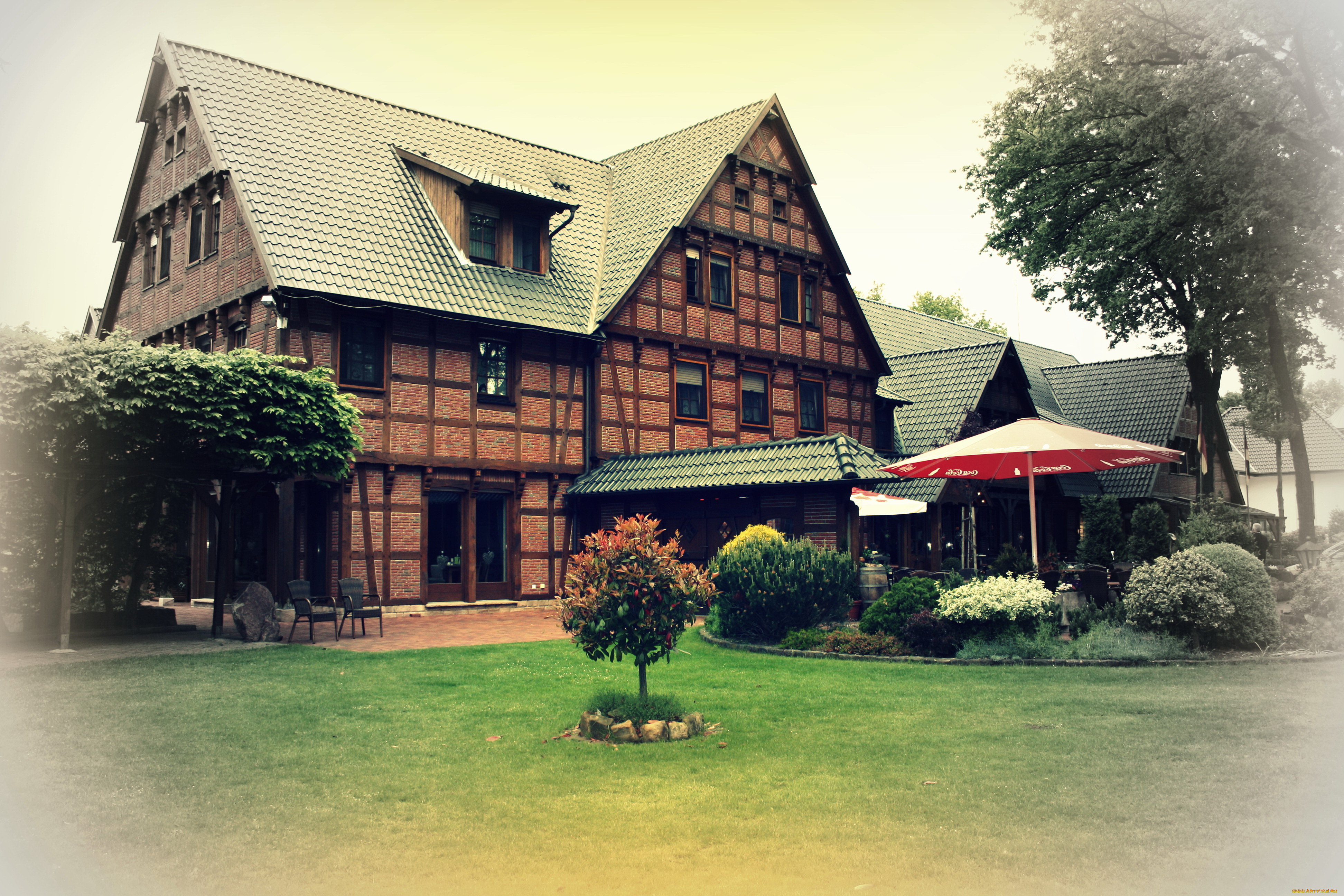 германия, иббенбюрен, города, здания, дома, ландшафт