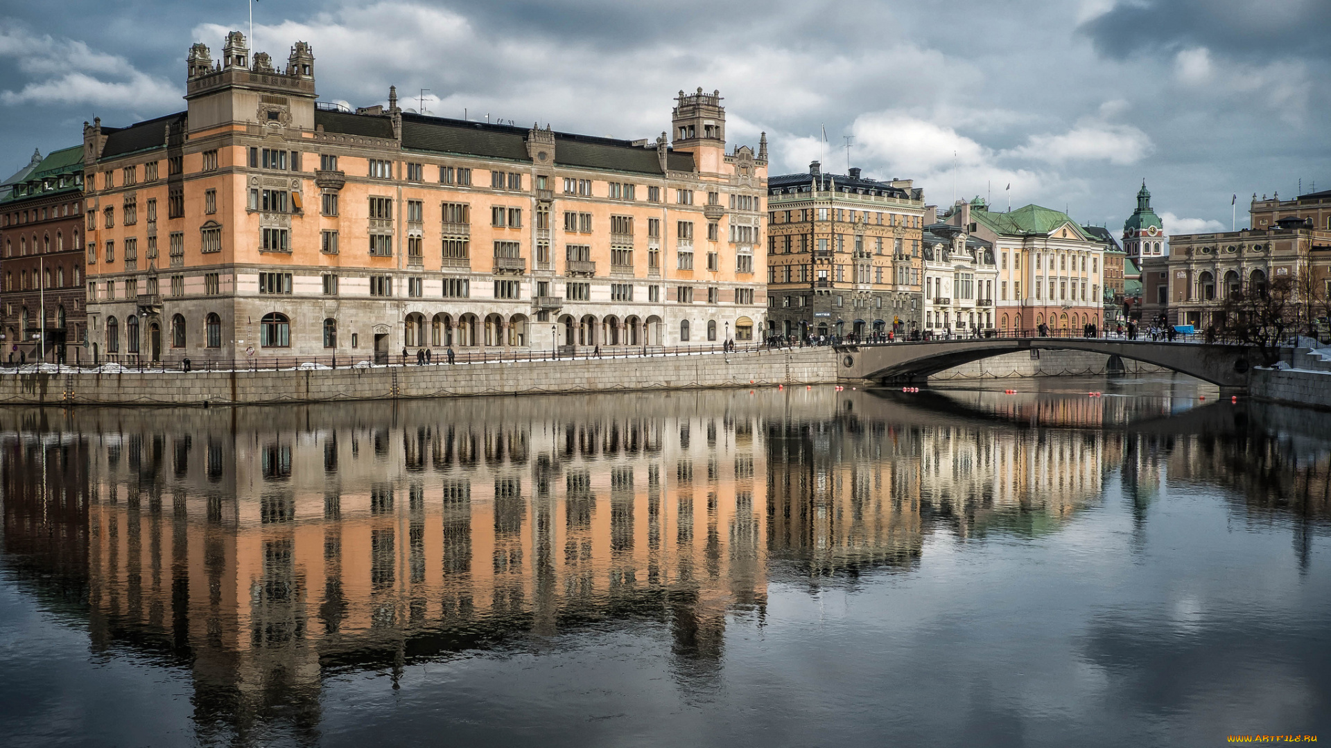 города, стокгольм, , швеция, мост, река, здания, rosenbad, stockholm, sweden