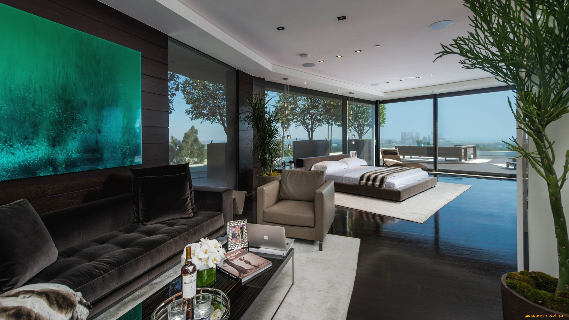 интерьер, -, другое, аквариум, диван, кровать