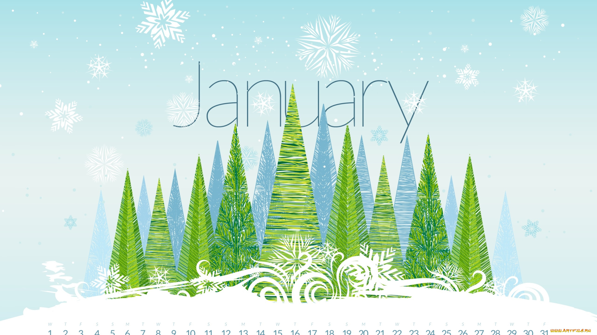 календари, рисованные, , векторная, графика, елки