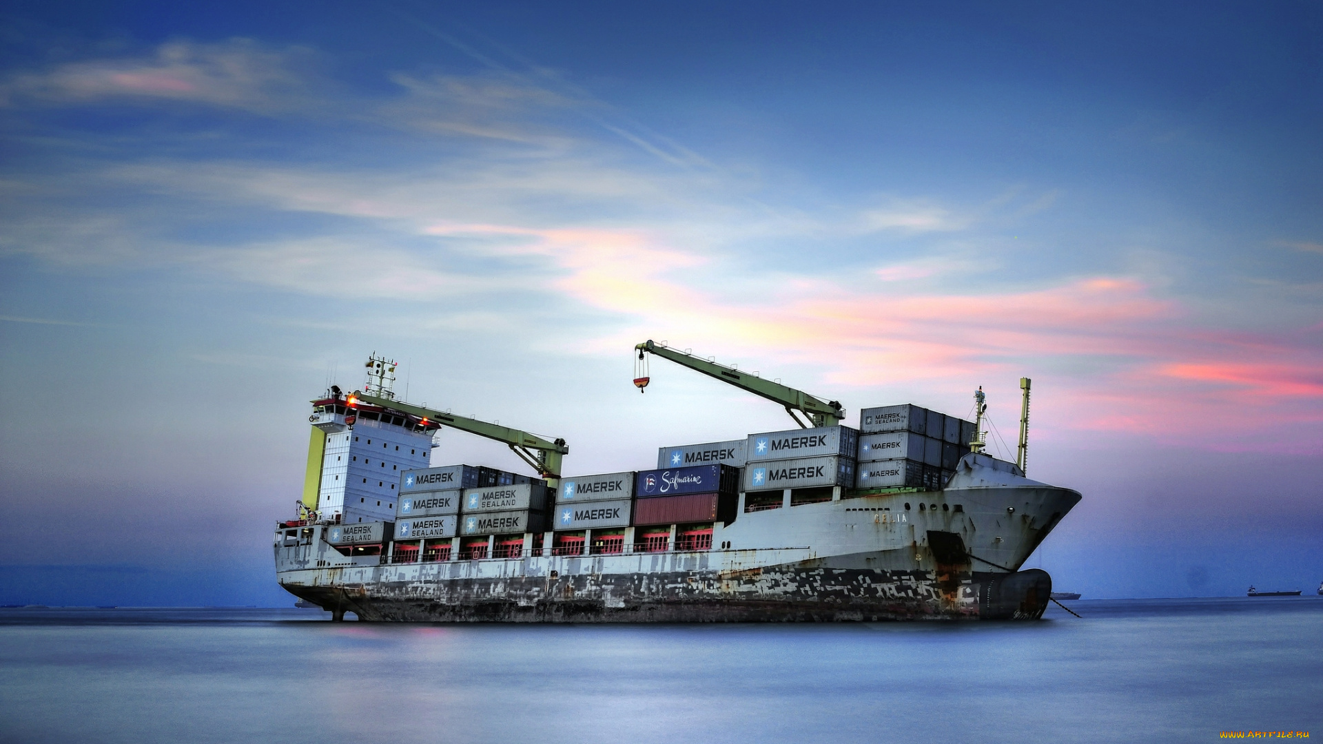 корабли, грузовые, суда, контейнеровоз, судно, мель