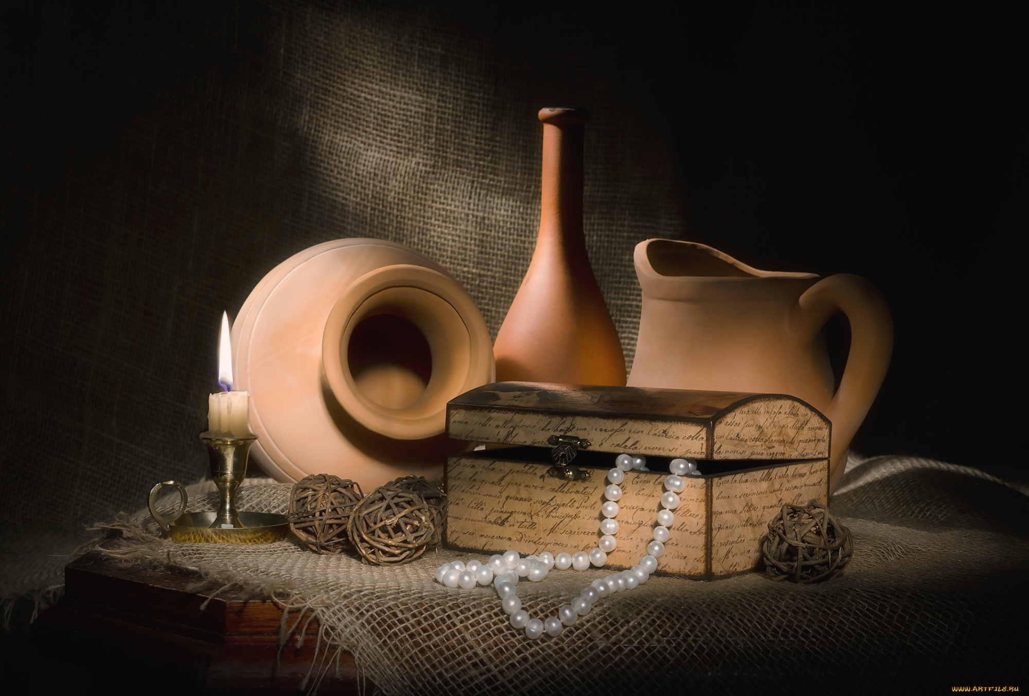 разное, посуда, , столовые, приборы, , кухонная, утварь, кувшин, ожерелье, свеча, натюрморт