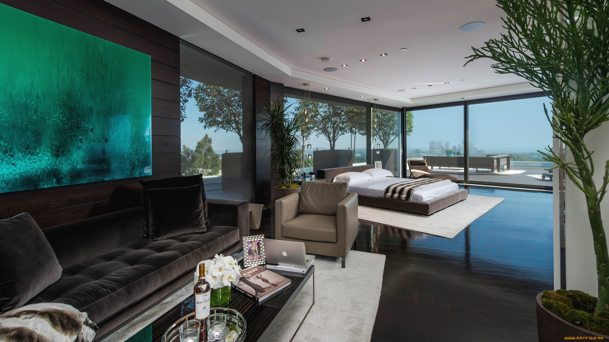 интерьер, -, другое, аквариум, диван, кровать