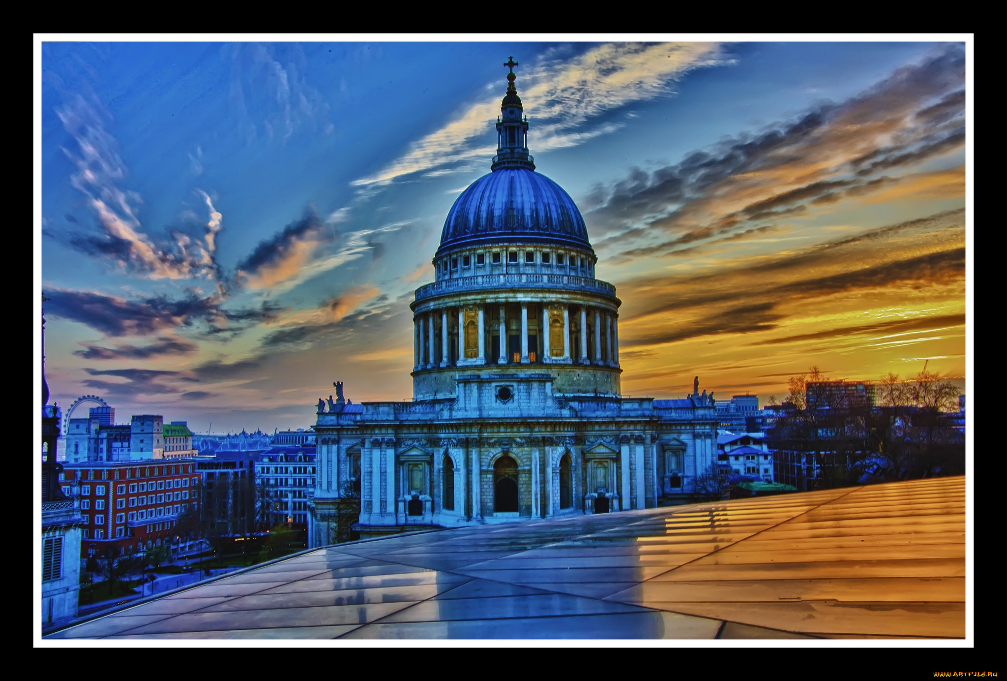 города, лондон, , великобритания, собор, закат, заря, st, paul's, cathedral, london, england