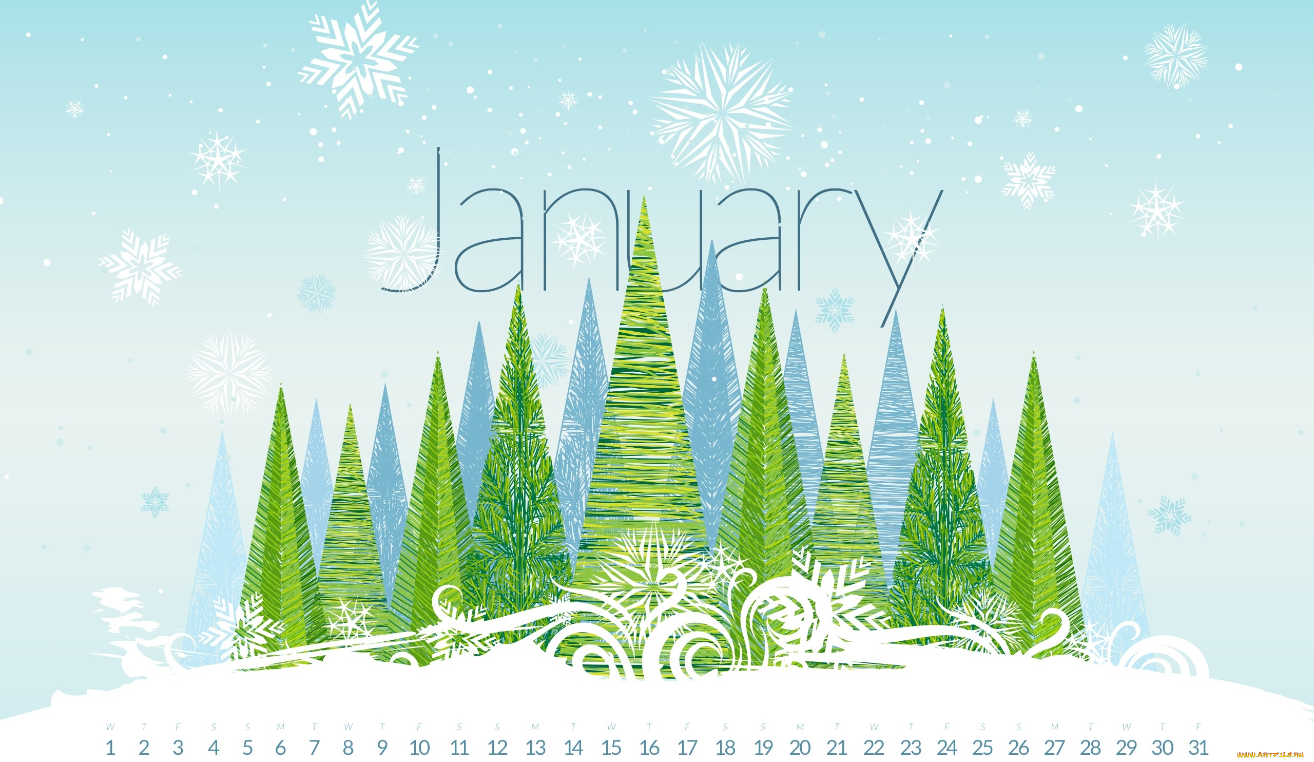 календари, рисованные, , векторная, графика, елки