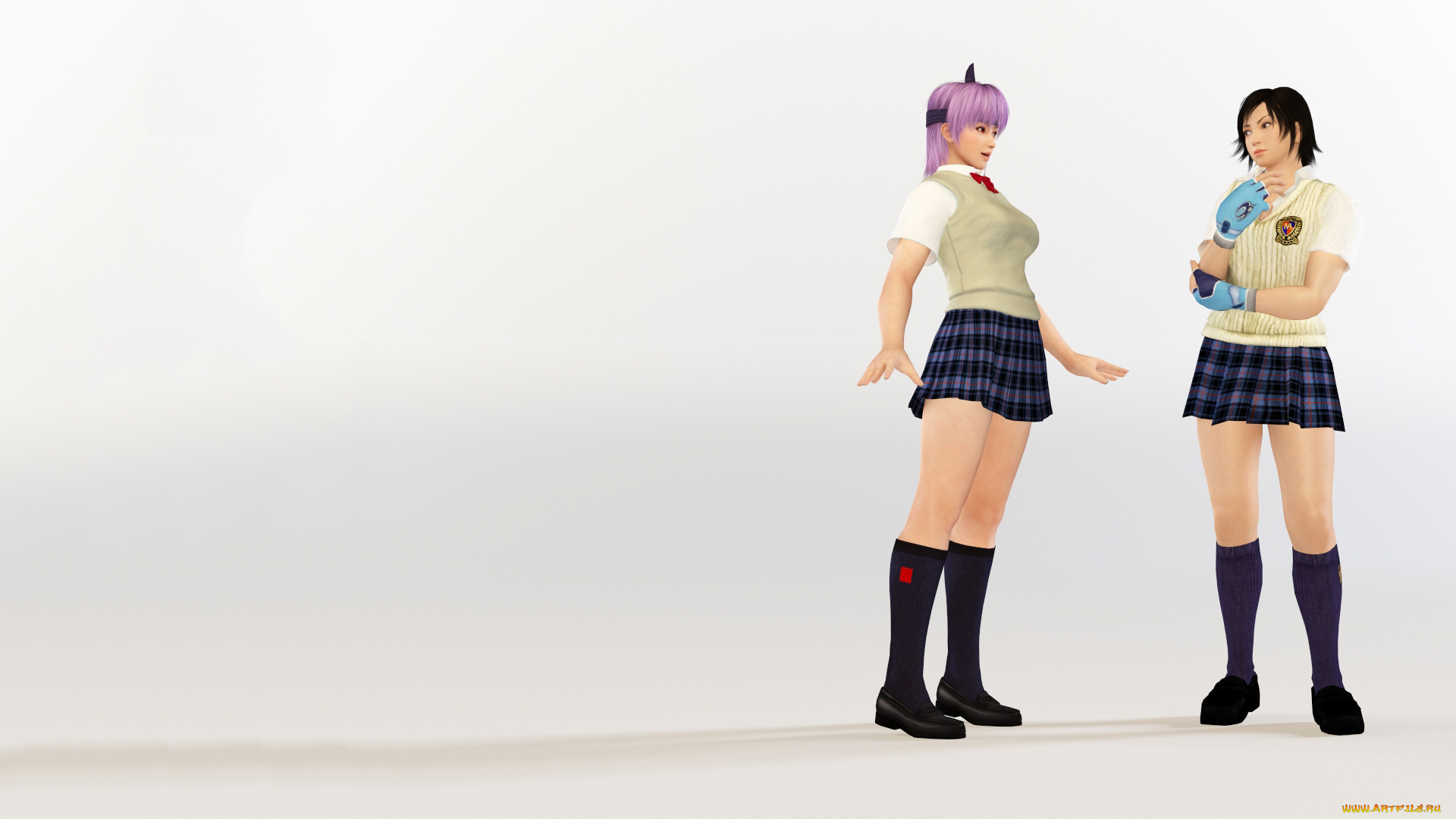 3д, графика, аниме, , anime, девушки, взгляд, фон