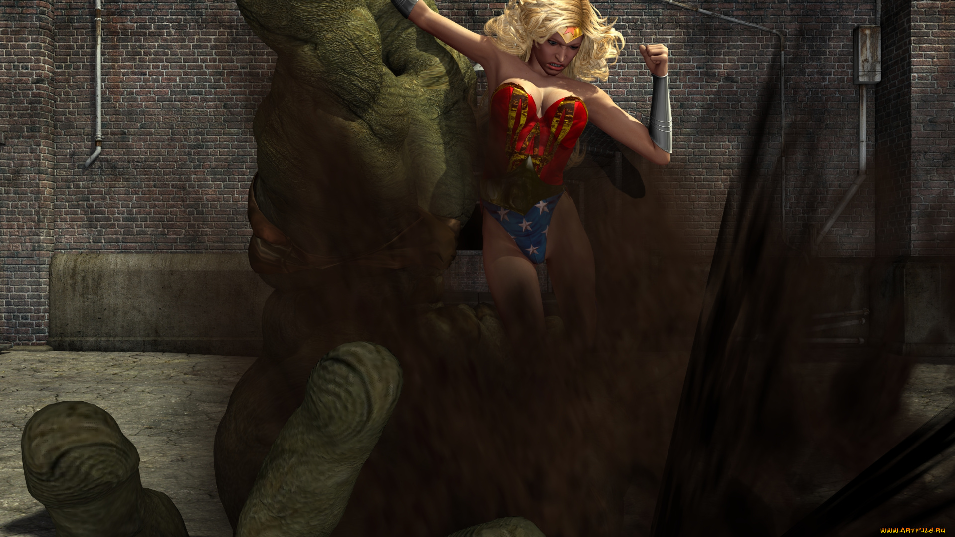 3д, графика, фантазия, , fantasy, супермен, фон, взгляд, девушка