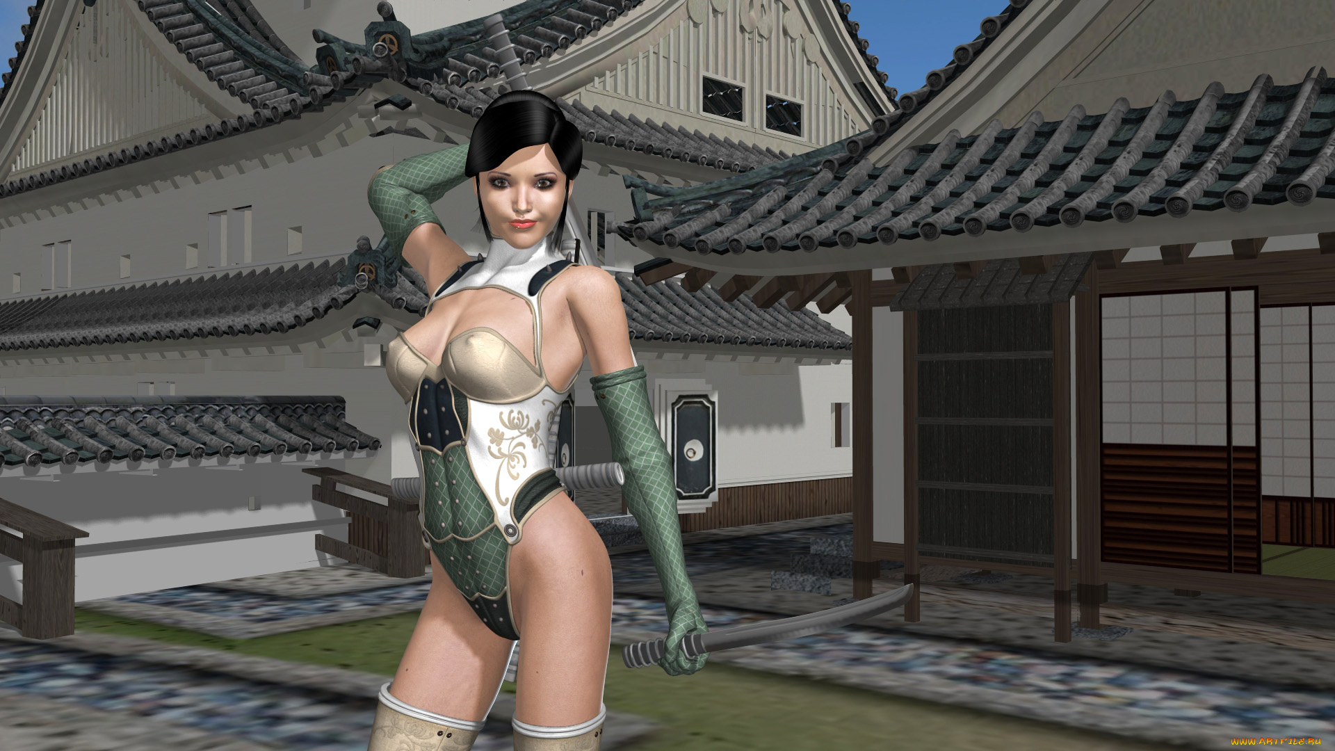 3д, графика, люди, , people, девушка, взгляд, фон, улица