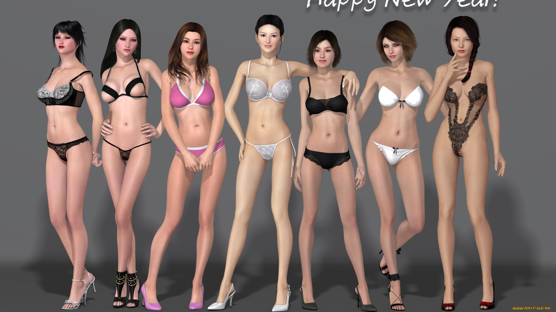 3д, графика, люди, , people, взгляд, девушки, бикини, фон