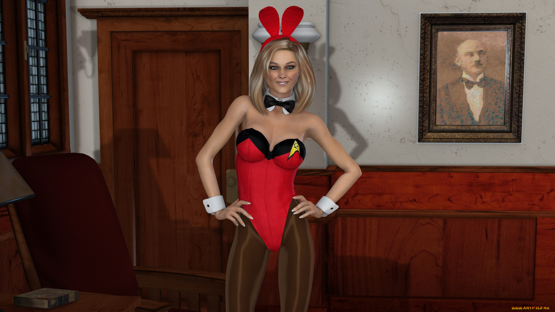 3д, графика, люди, , people, взгляд, девушка, ушки, фон