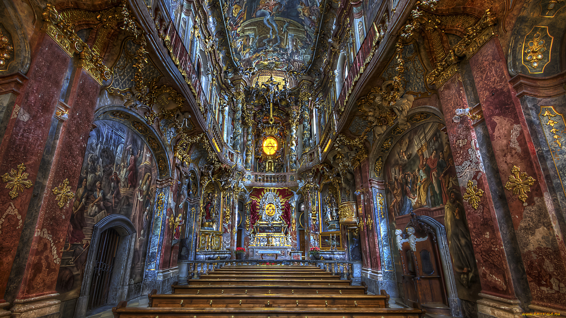asamkirche, интерьер, убранство, , роспись, храма, храм
