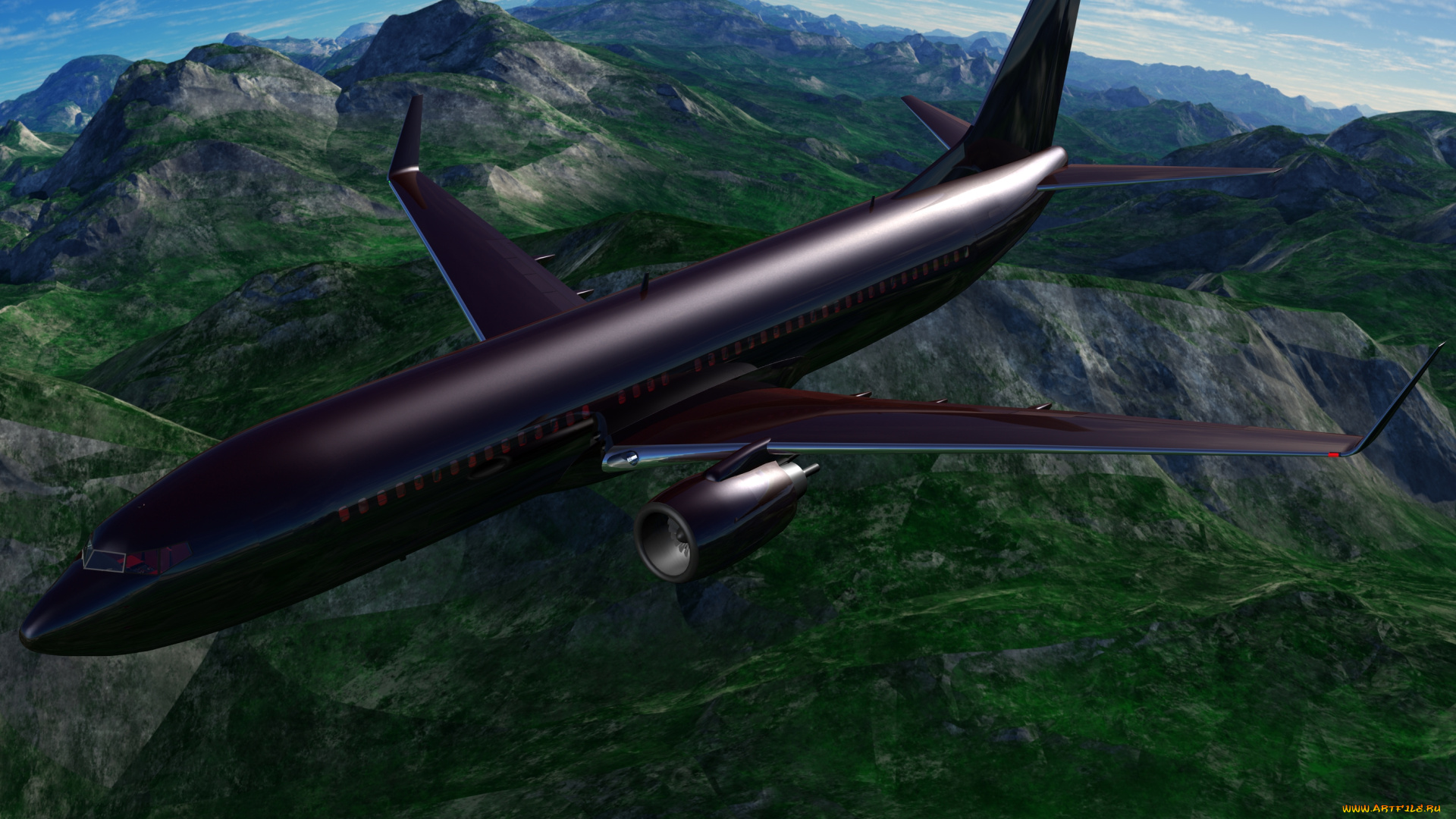 авиация, 3д, рисованые, v-graphic, самолет, полет