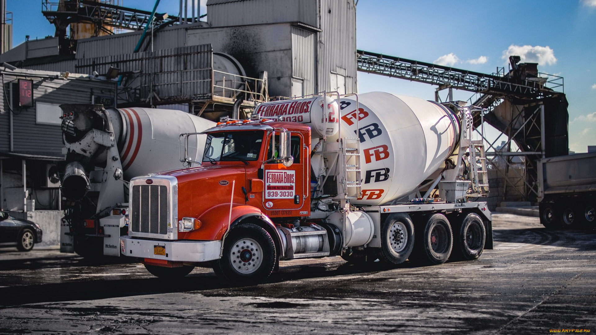 автомобили, peterbilt, миксер, бетономешалка, автошасси