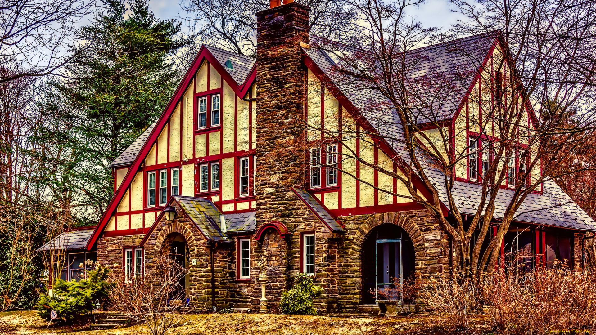 города, -, здания, , дома, ель, особняк, дизайн, дом, сша