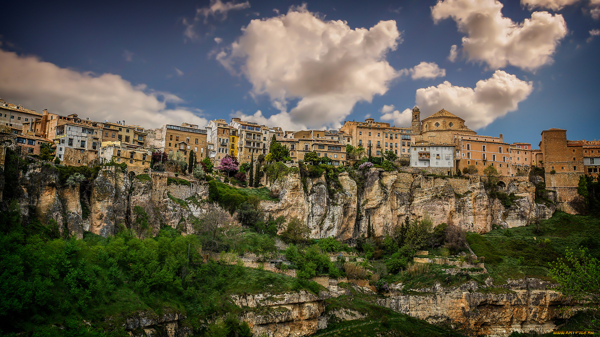 panor&, 225, mica, de, cuenca, города, -, панорамы, скалы, овраг, дома