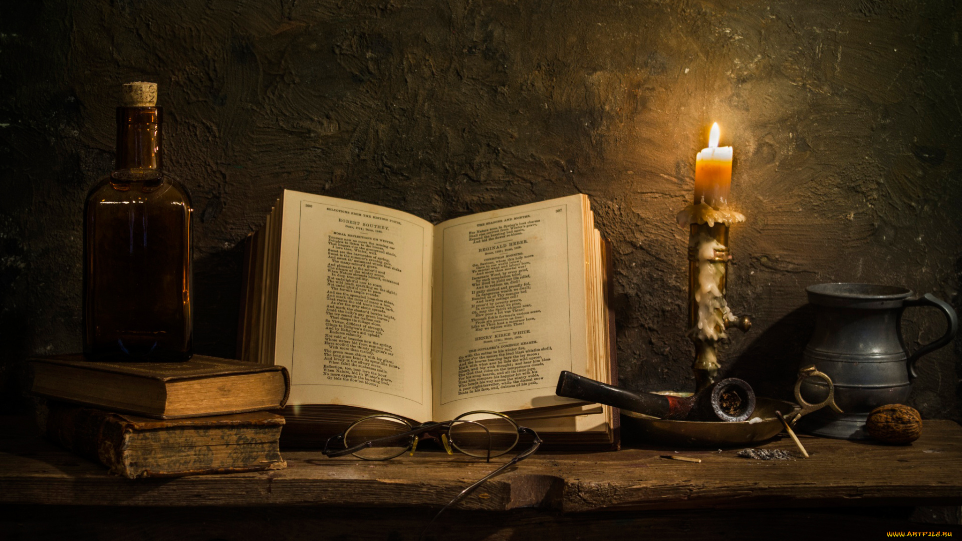 разное, -, другое, poetry, книга, свеча, трубка, очки