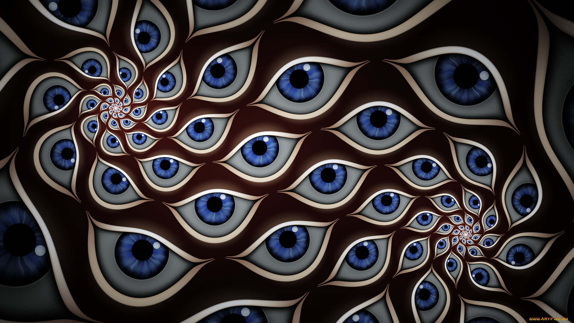 векторная, графика, абстракция, глаза, цвет, голубой