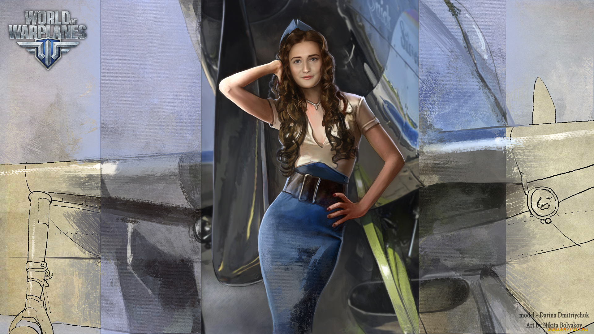видео, игры, world, of, warplanes, симулятор, онлайн, игра, warplanes, of, world, арт, модель, девушка