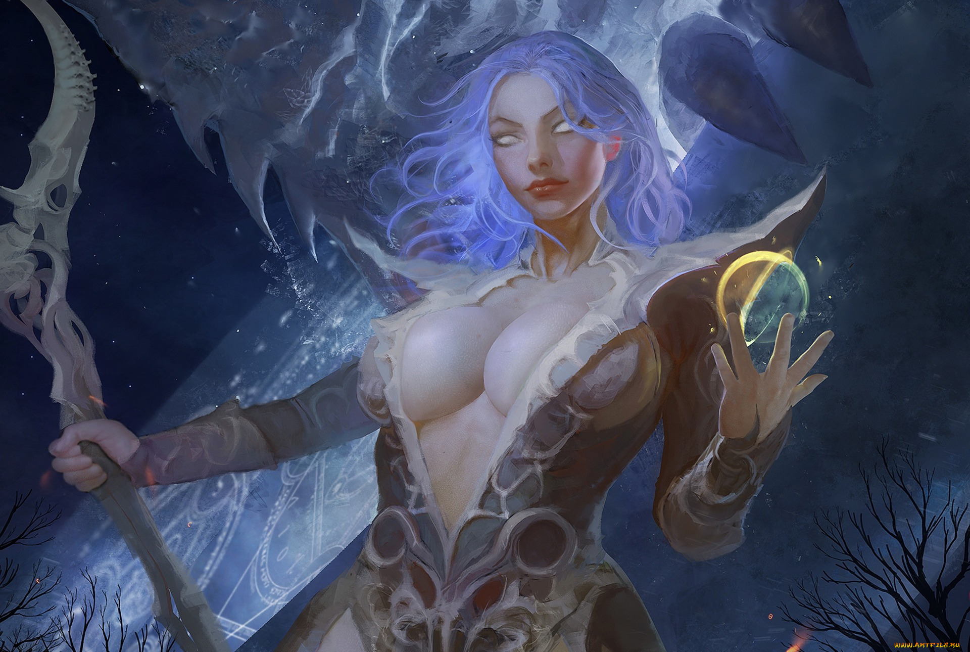 фэнтези, девушки, outcast, odyssey, art, dark, witch, девушка, магия, волосы