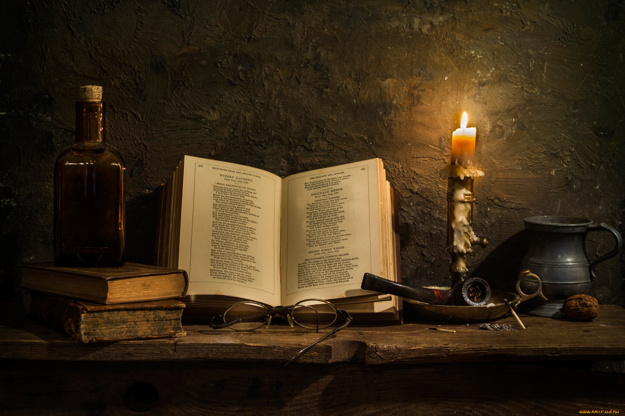 разное, -, другое, poetry, книга, свеча, трубка, очки