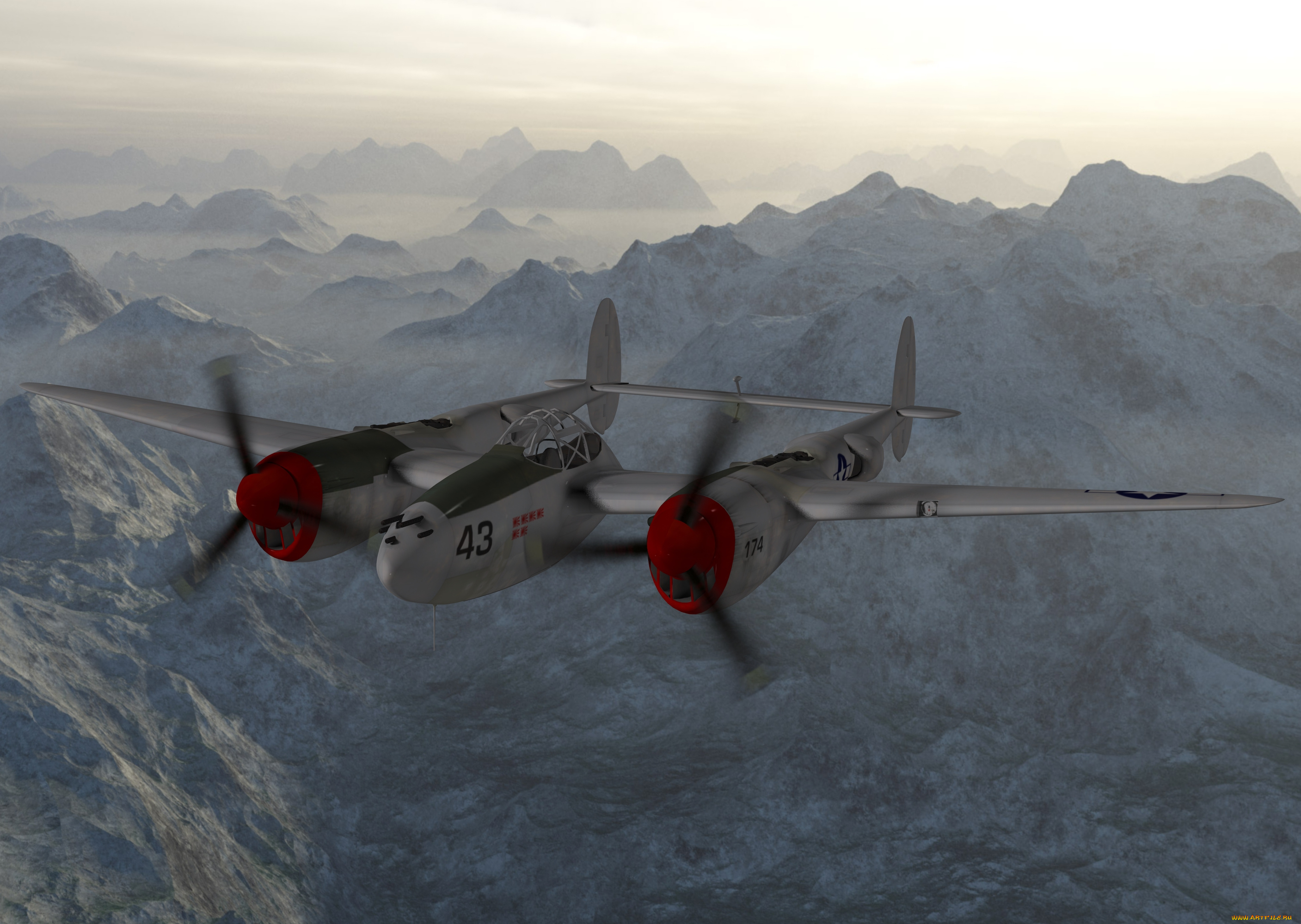 авиация, 3д, рисованые, v-graphic, полет, самолет