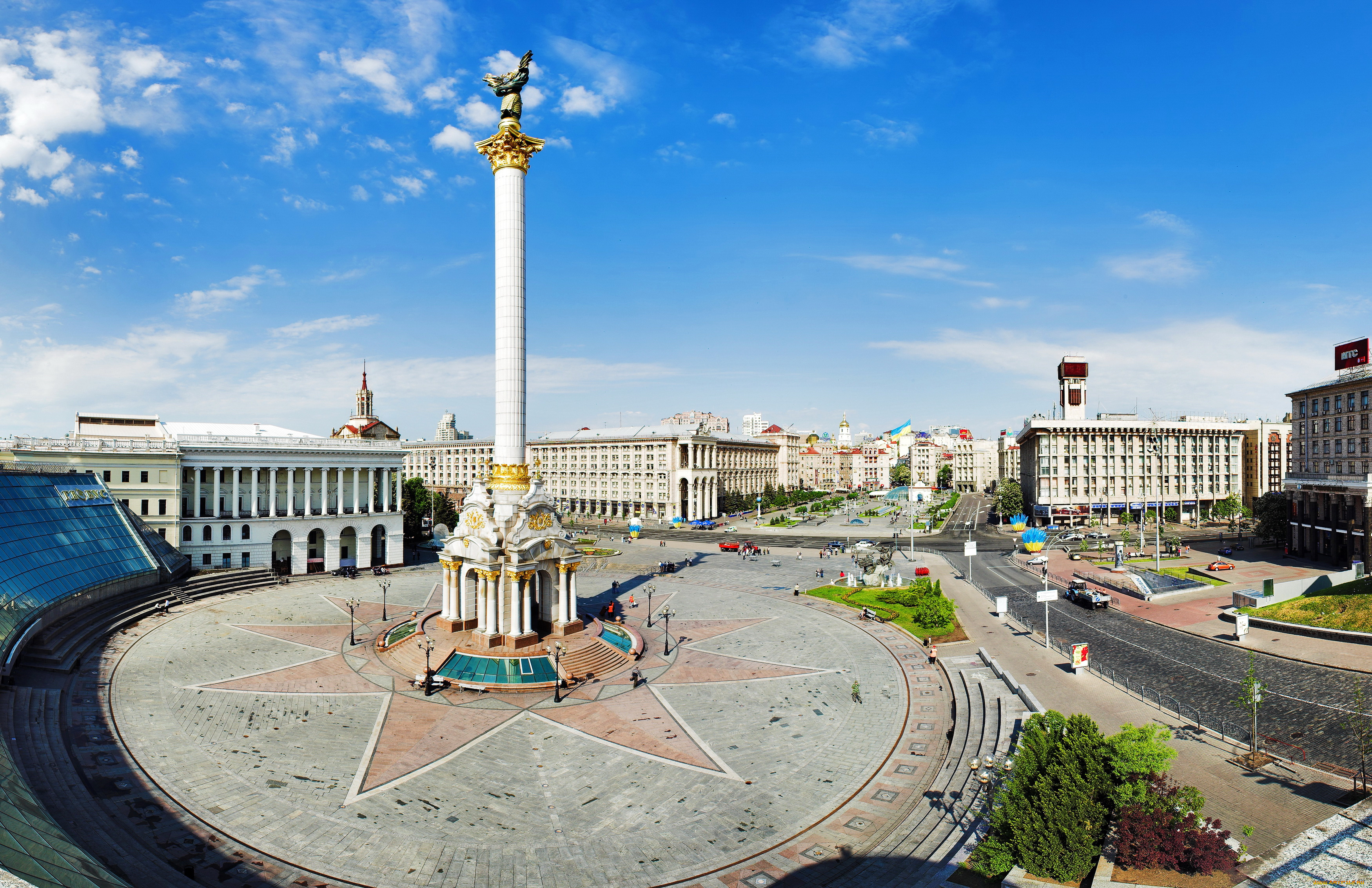 города, киев, , украина, площадь, дома, памятник, киев