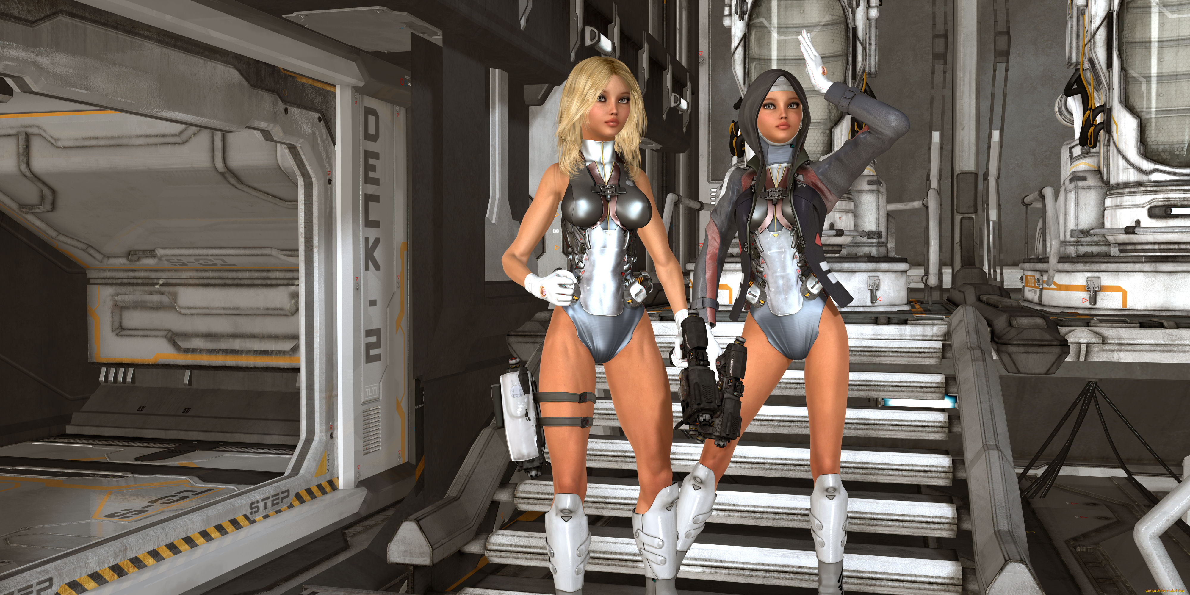 3д, графика, фантазия, , fantasy, космический, корабль, фон, взгляд, девушки