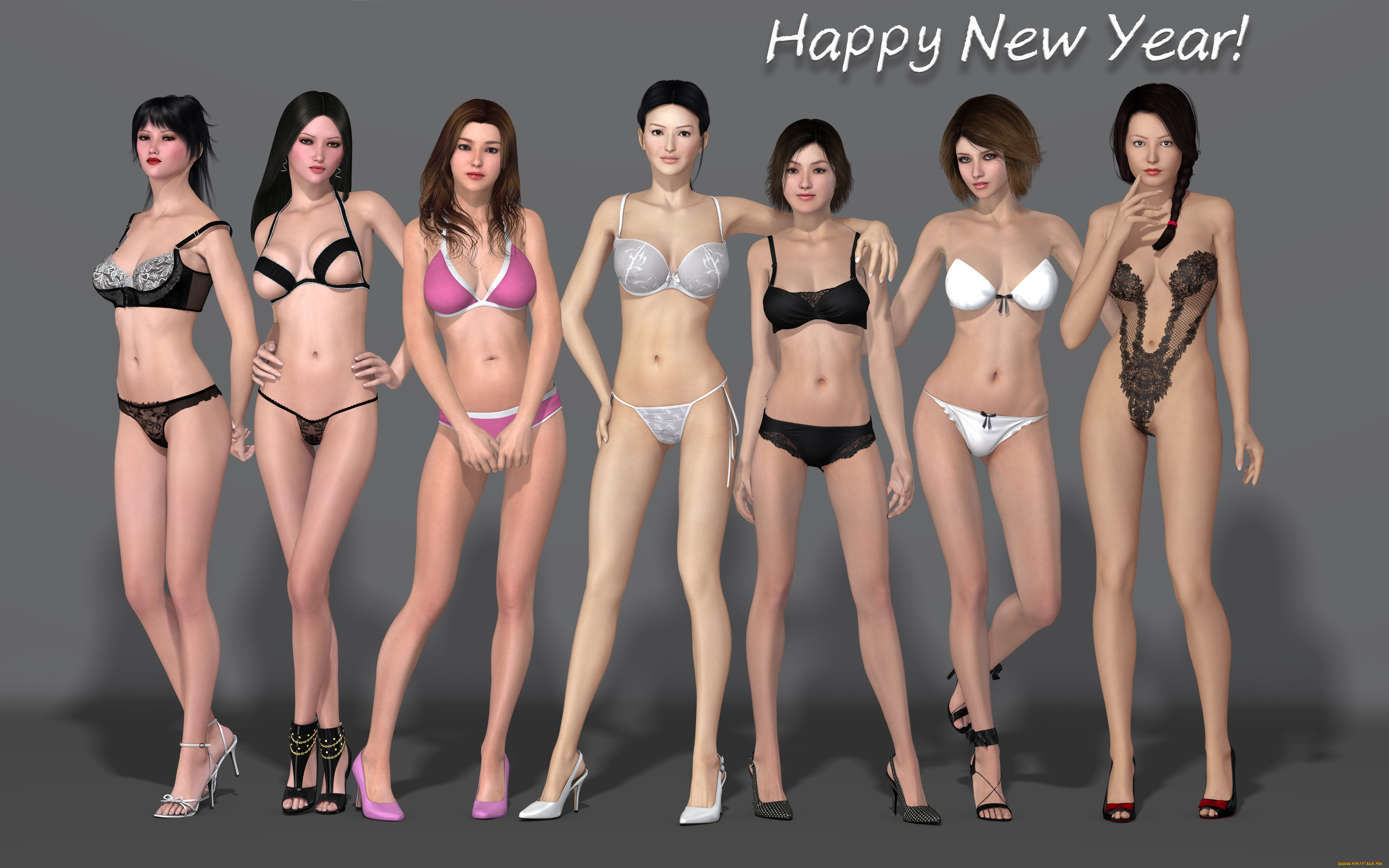 3д, графика, люди, , people, взгляд, девушки, бикини, фон