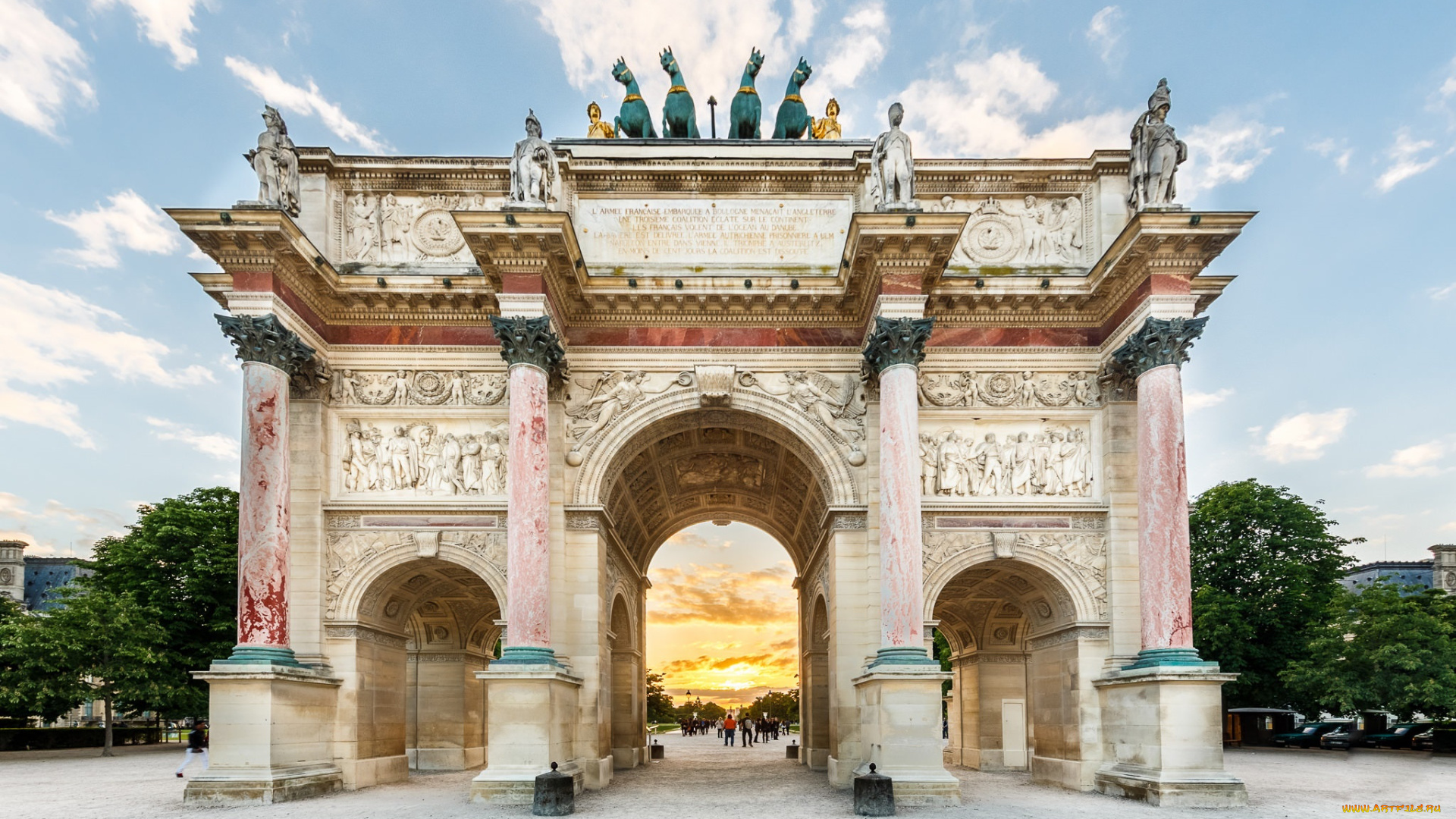 arc, de, triomphe, du, carrousel, du, louvre, города, париж, , франция, триумфальная, арка