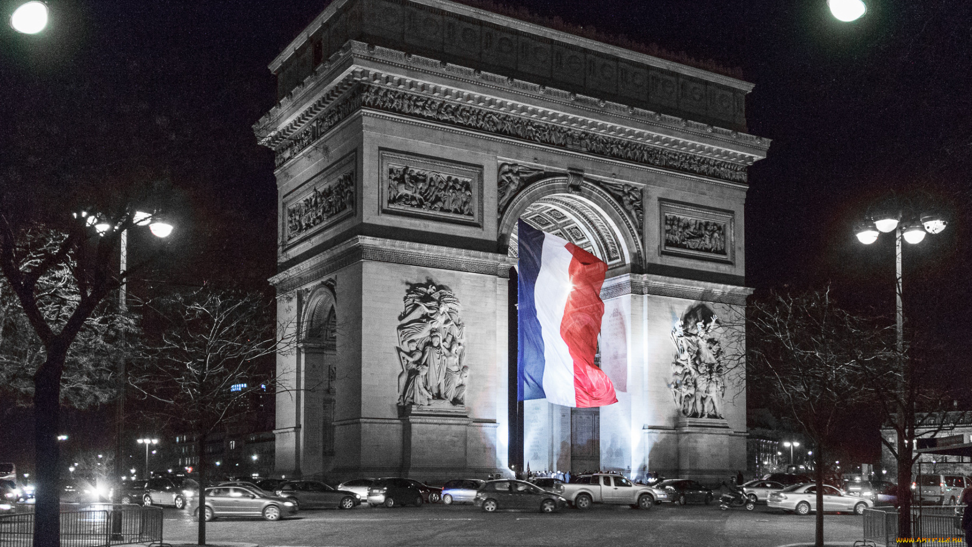 города, париж, , франция, триумфальная, арка