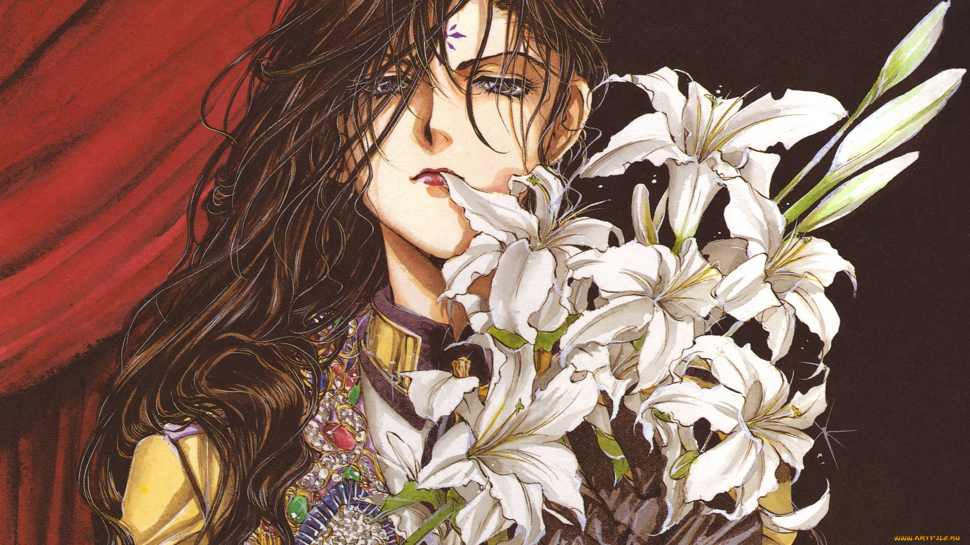 аниме, angel, sanctuary, девушка, лилии