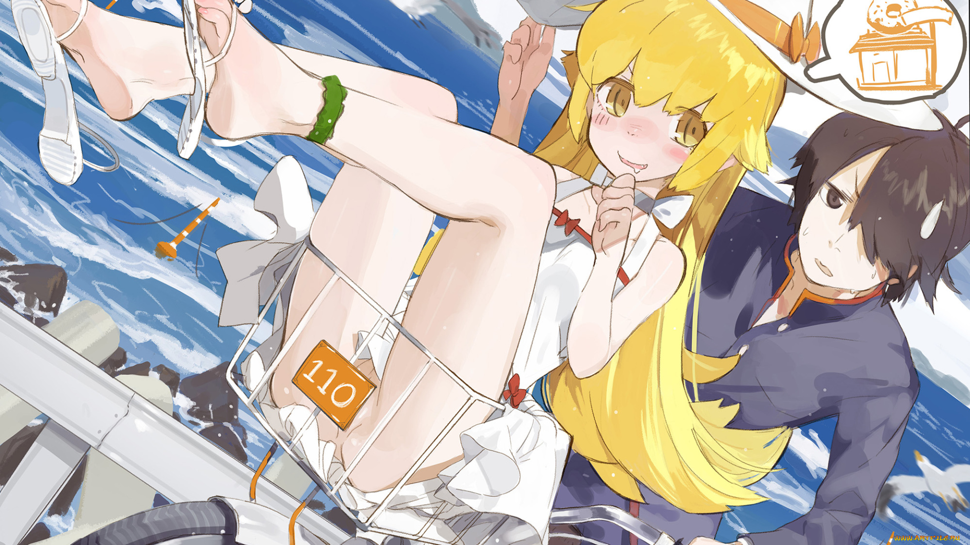 аниме, bakemonogatari, девочка, парень