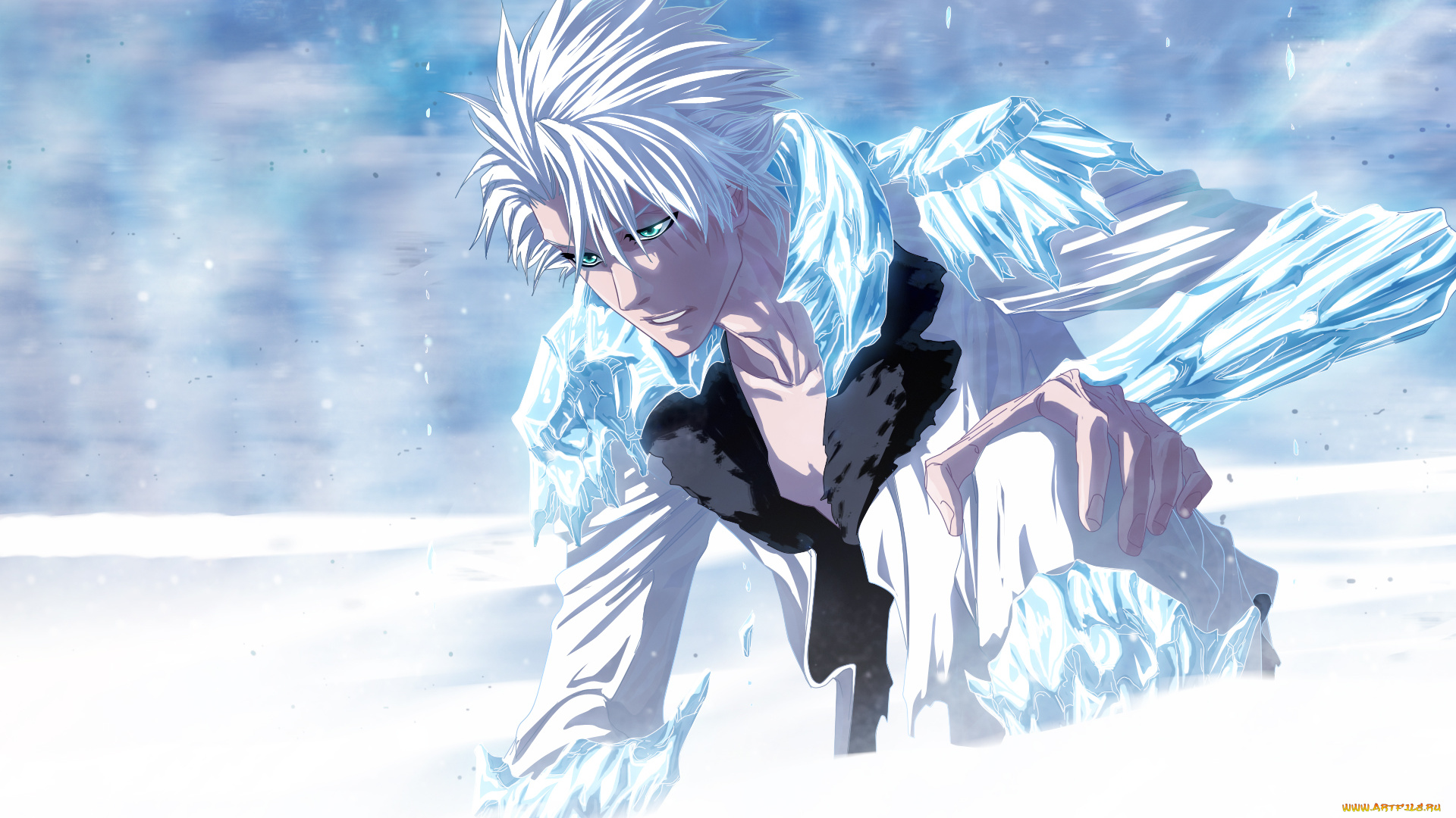 аниме, bleach, парень, взгляд, фон