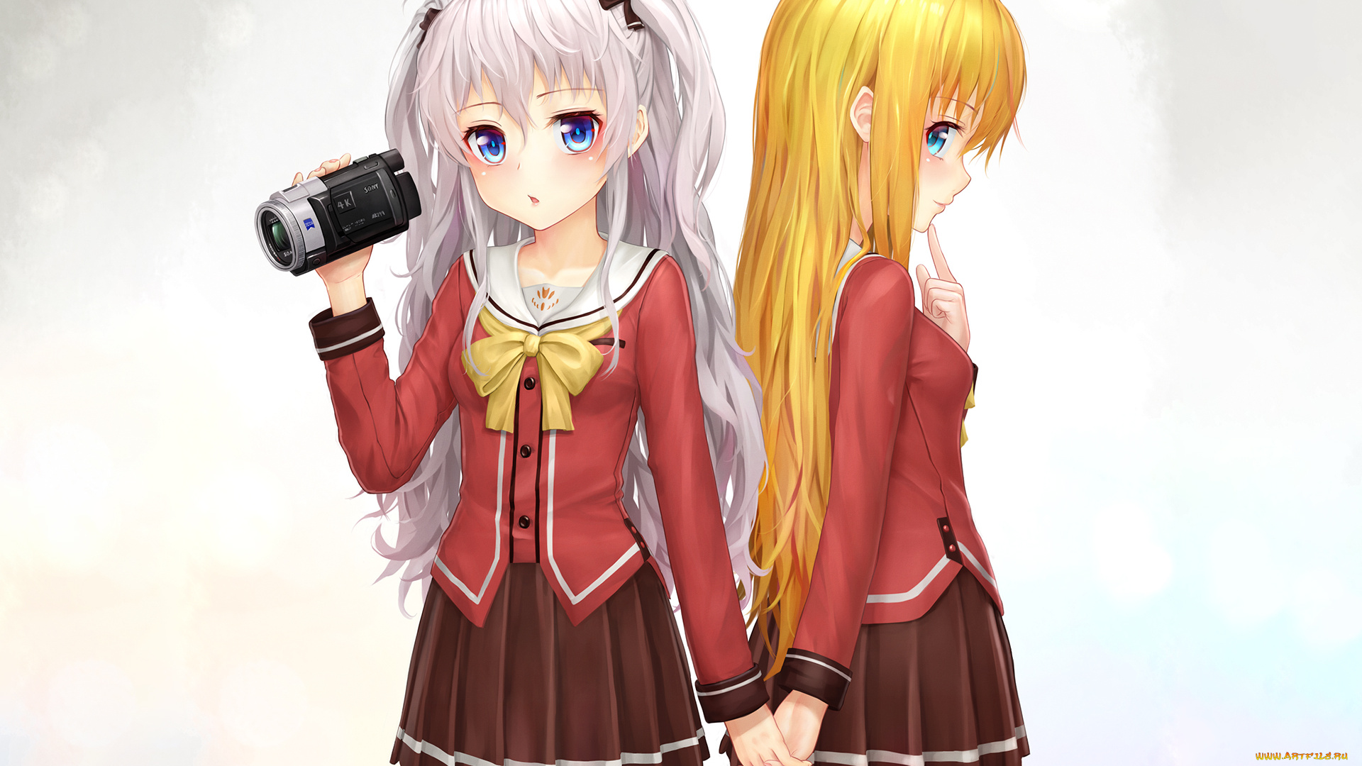 аниме, charlotte, взгляд, фон, девушки