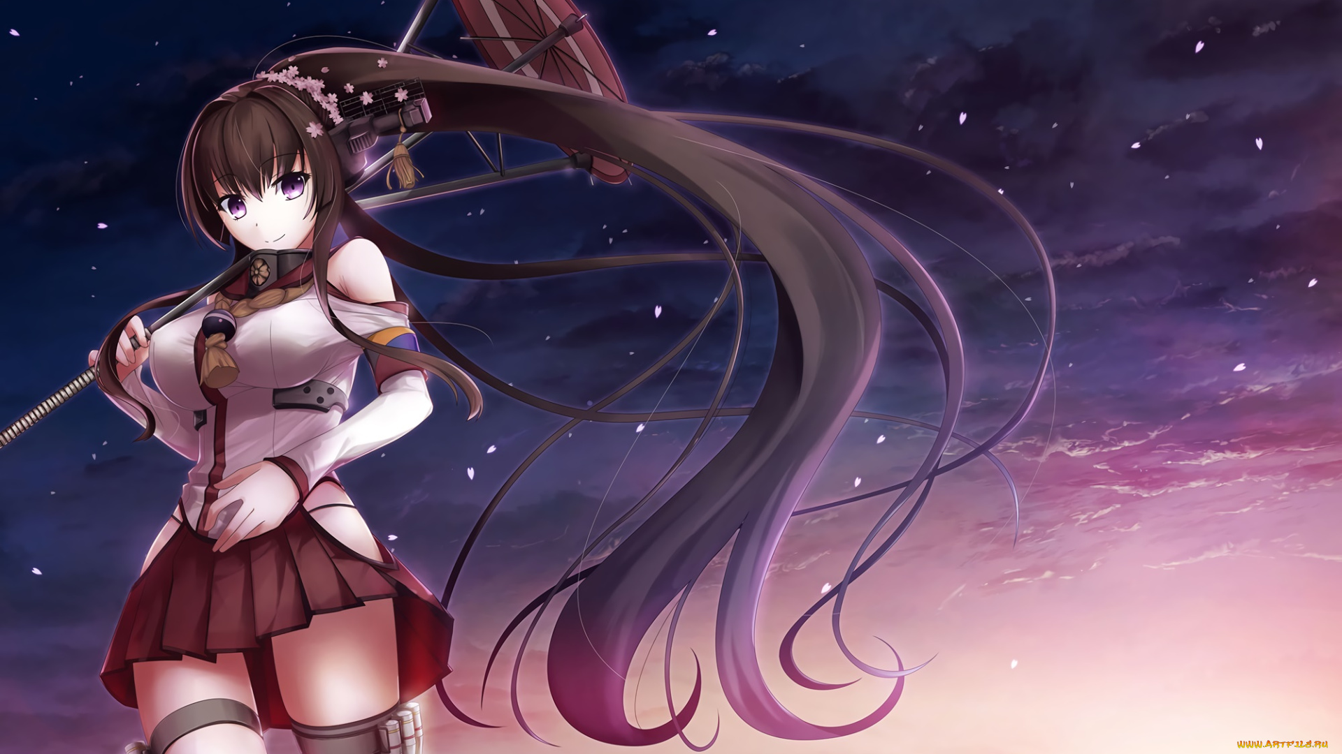 аниме, kantai, collection, фон, взгляд, девушка