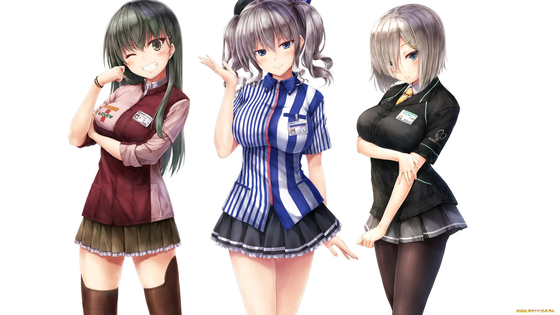 аниме, kantai, collection, взгляд, девушки, фон