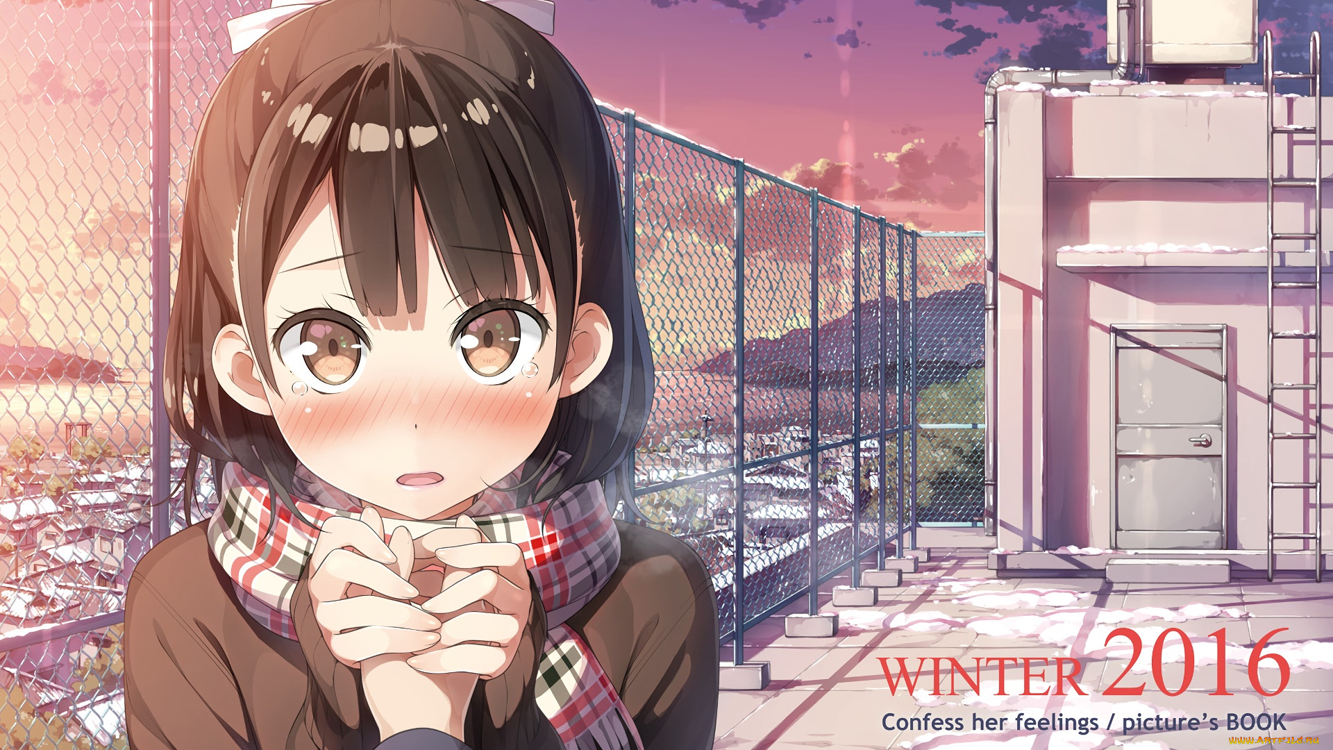 аниме, kantoku, , artbook, взгляд, девушка, фон