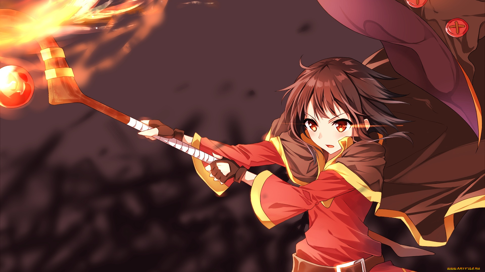 аниме, kono, subarashii, sekai, ni, shukufuku, wo, девушка, взгляд, фон