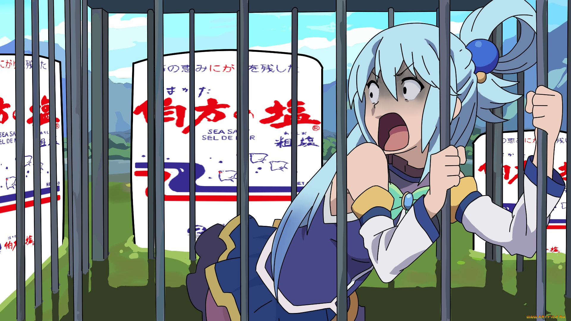 аниме, kono, subarashii, sekai, ni, shukufuku, wo, девушка, взгляд, фон