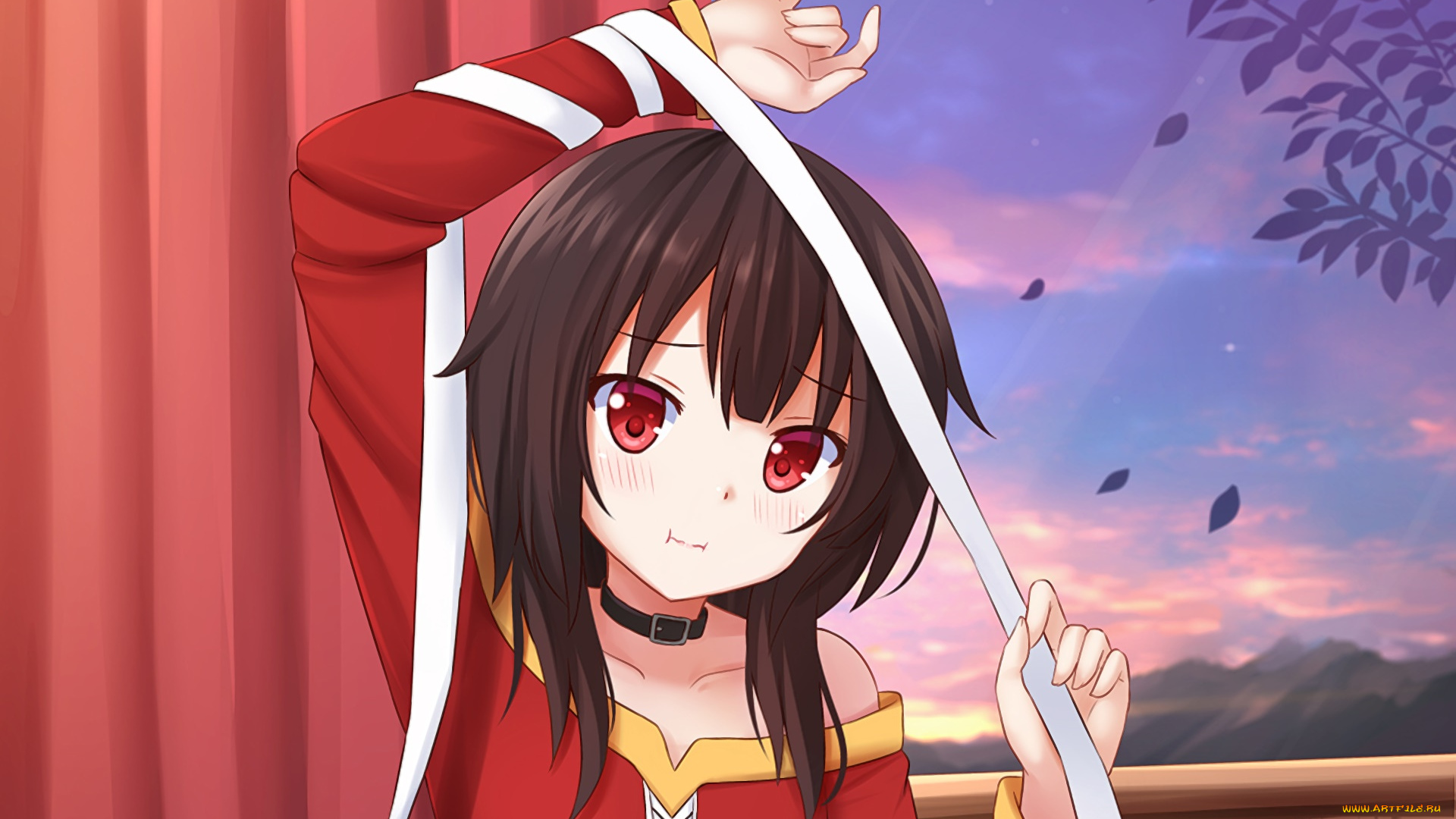 аниме, kono, subarashii, sekai, ni, shukufuku, wo, девушка, взгляд, фон