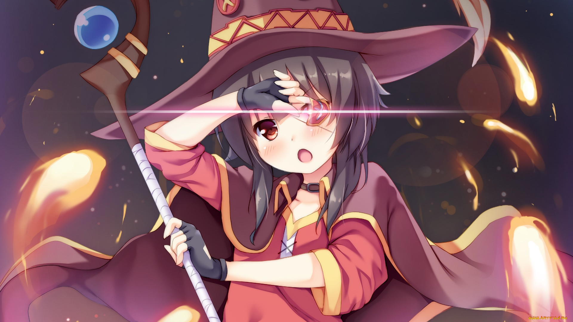 аниме, kono, subarashii, sekai, ni, shukufuku, wo, девушка, взгляд, фон