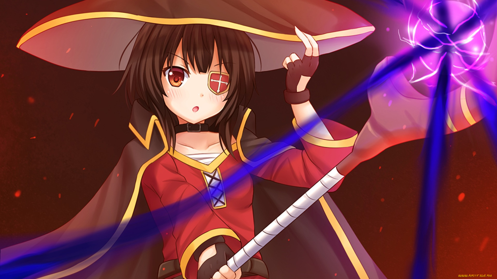 аниме, kono, subarashii, sekai, ni, shukufuku, wo, девушка, взгляд, фон