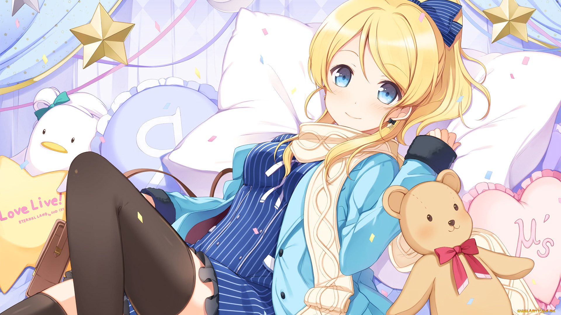 аниме, love, live, , school, idol, project, фон, взгляд, девушка