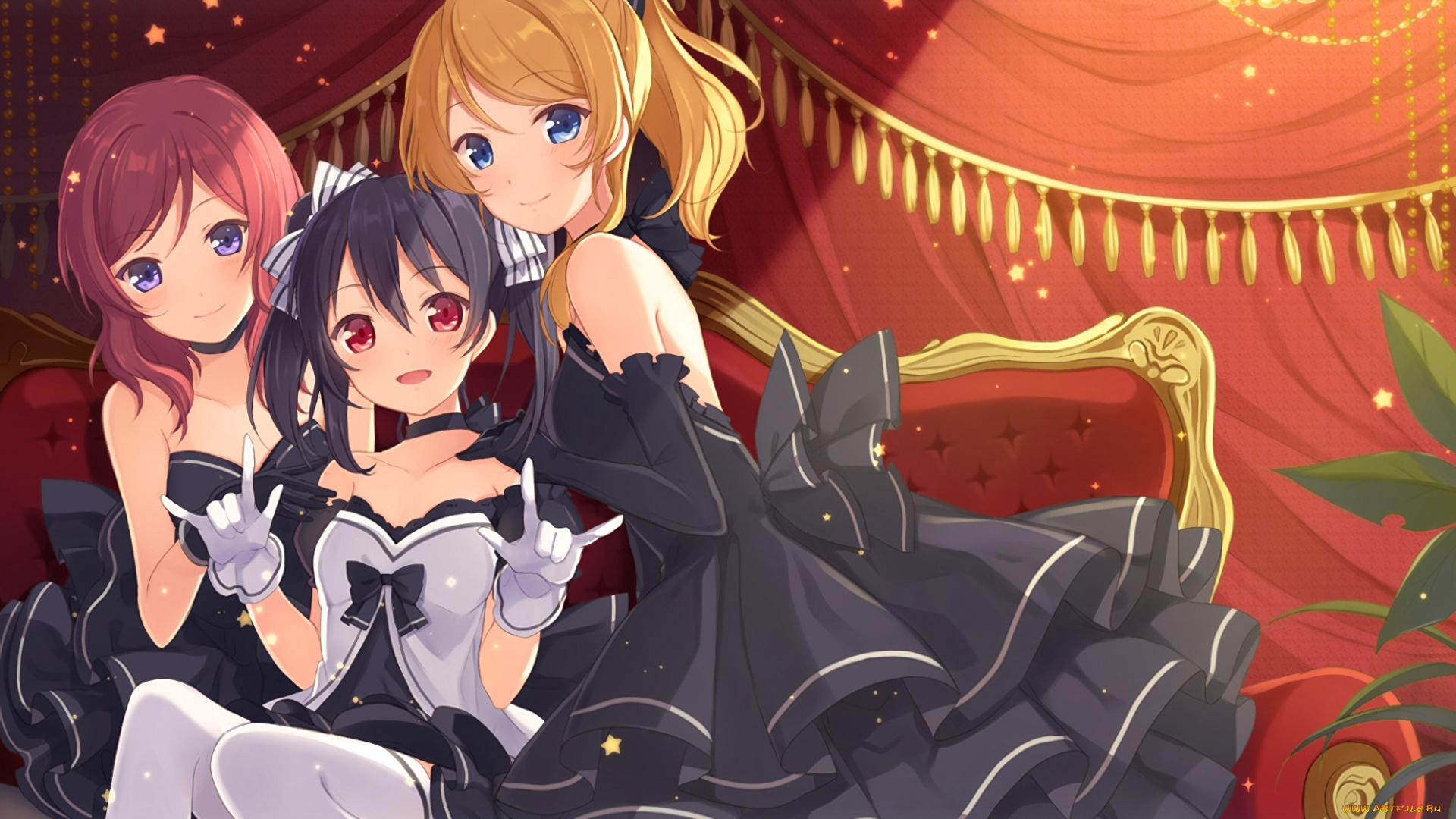 аниме, love, live, , school, idol, project, фон, взгляд, девушки