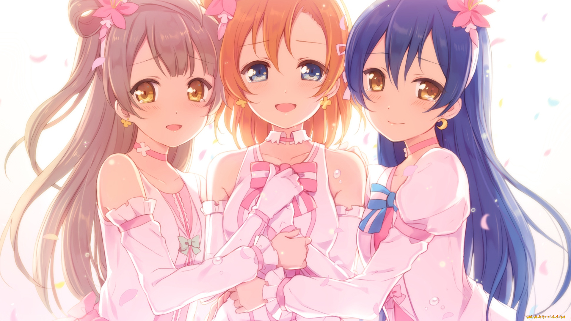 аниме, love, live, , school, idol, project, взгляд, девушки, фон