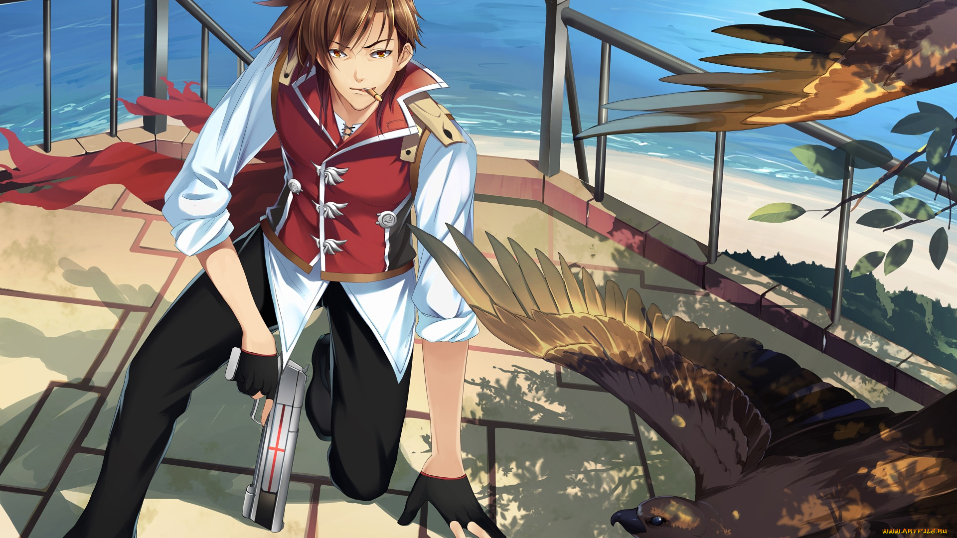 аниме, оружие, , техника, , технологии, фон, взгляд, парень