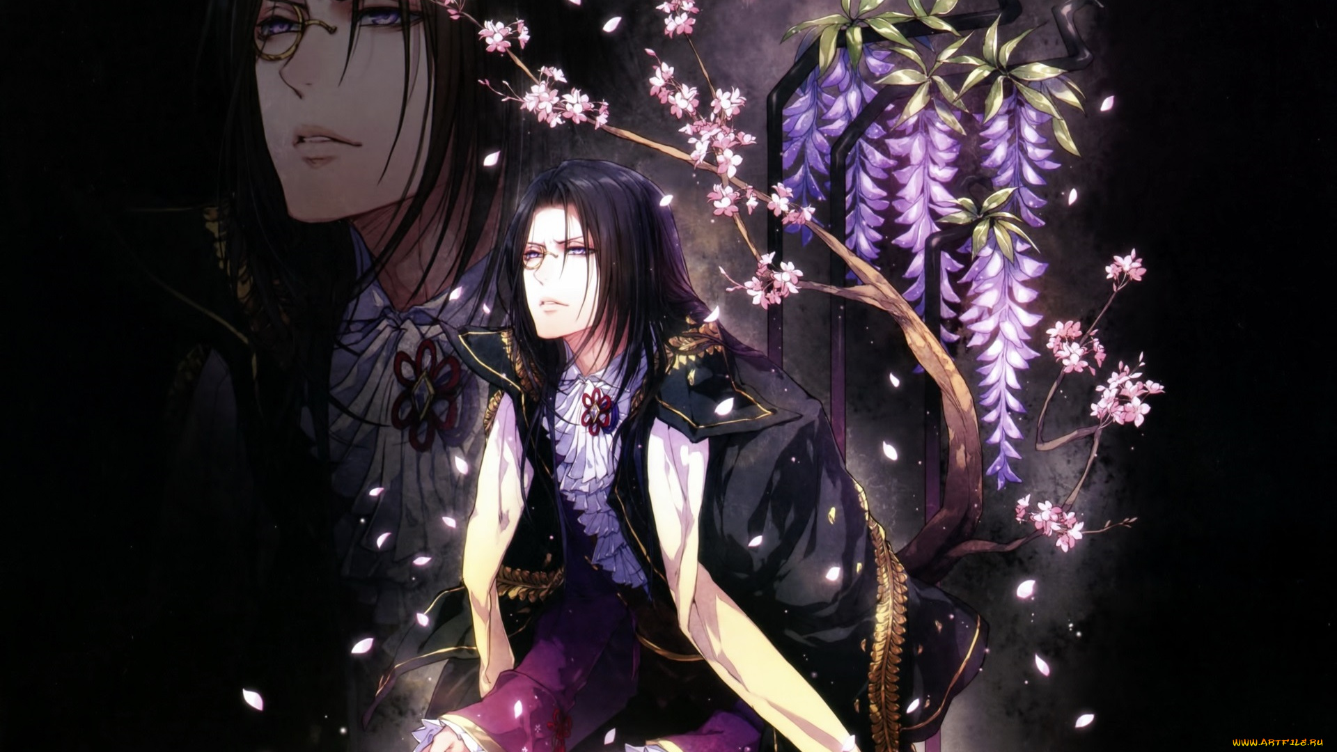 аниме, reine, des, fleurs, парень